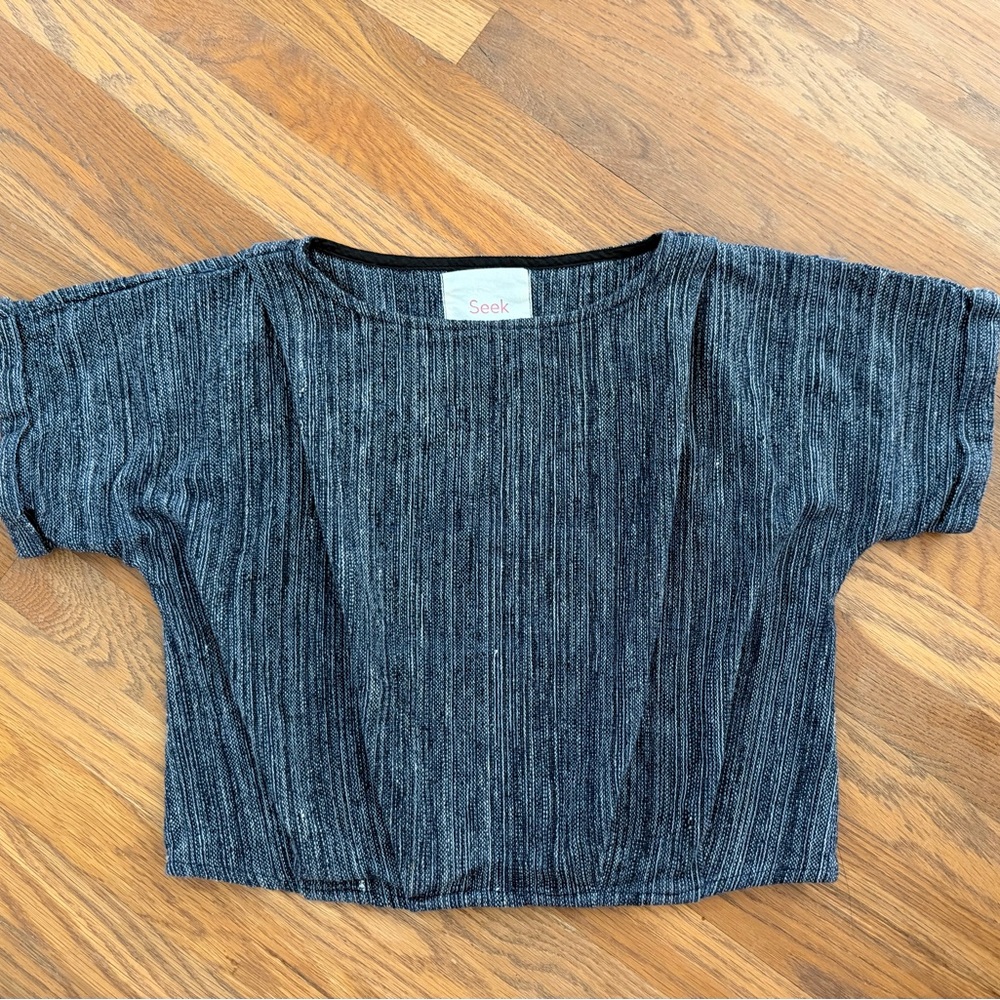 Seek Collective Indigo Maggie Cropped Short Sleeve Top